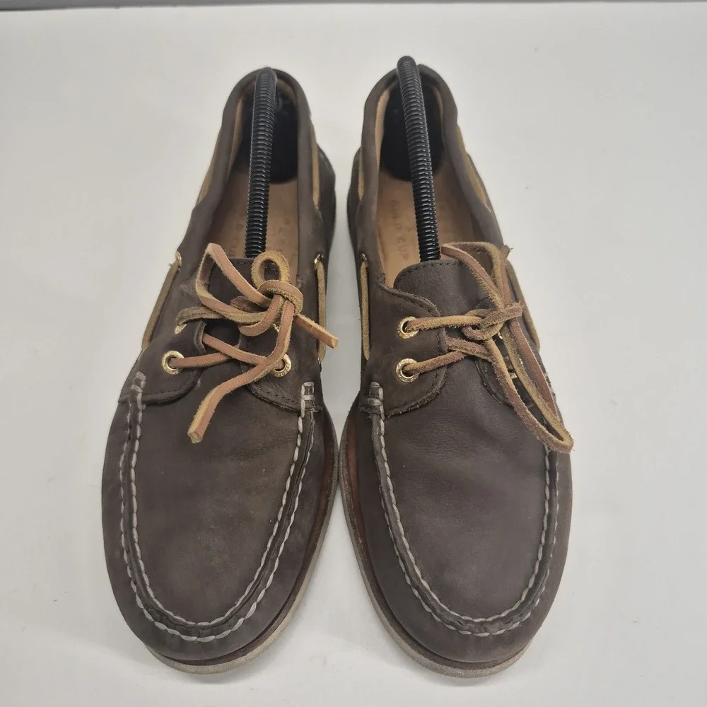 Sperry Gold Cup Boat Shoes 0219493 Dark Brown Soft Leather Mens Size 9.5 M
